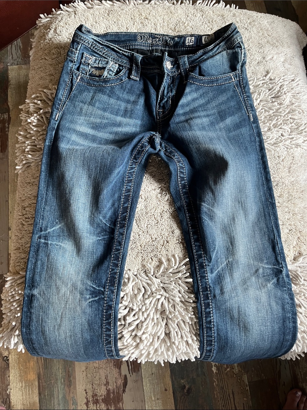 Miss Me girls Distressed Blue Washed Straight skinny Jeans